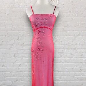 vintage bcbg beaded mesh dress